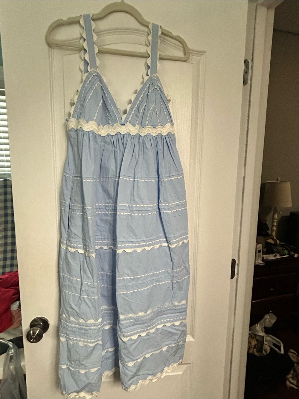 Light Blue Girls' Sundress with White Trim
